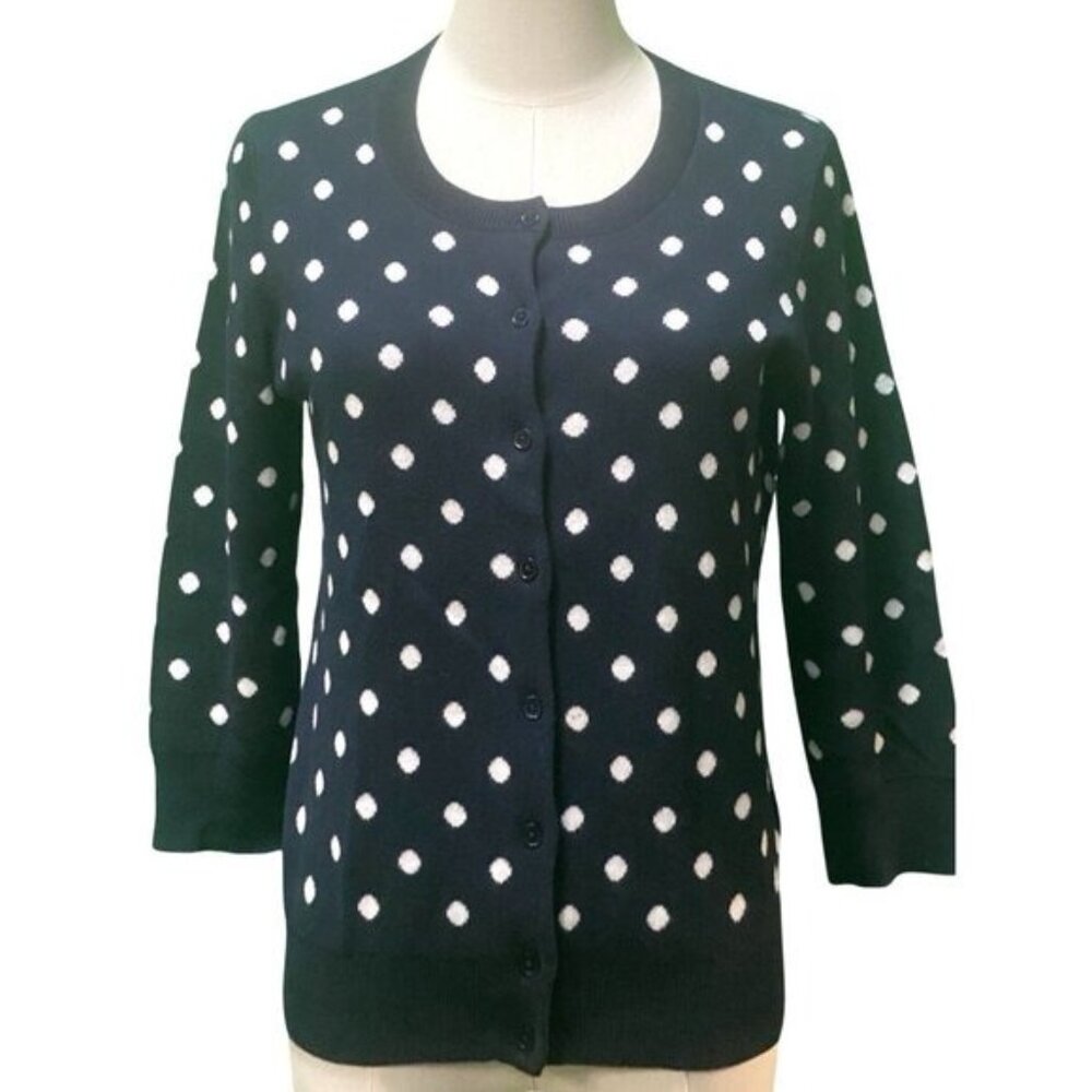 🪂Women’s Navy Polka Dot Button-Front Cardigan Sweater Sp